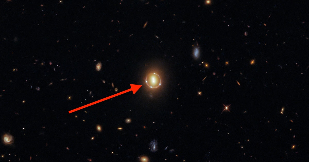 Hubble catches a cosmic illusion predicted by Einstein 86 years ago