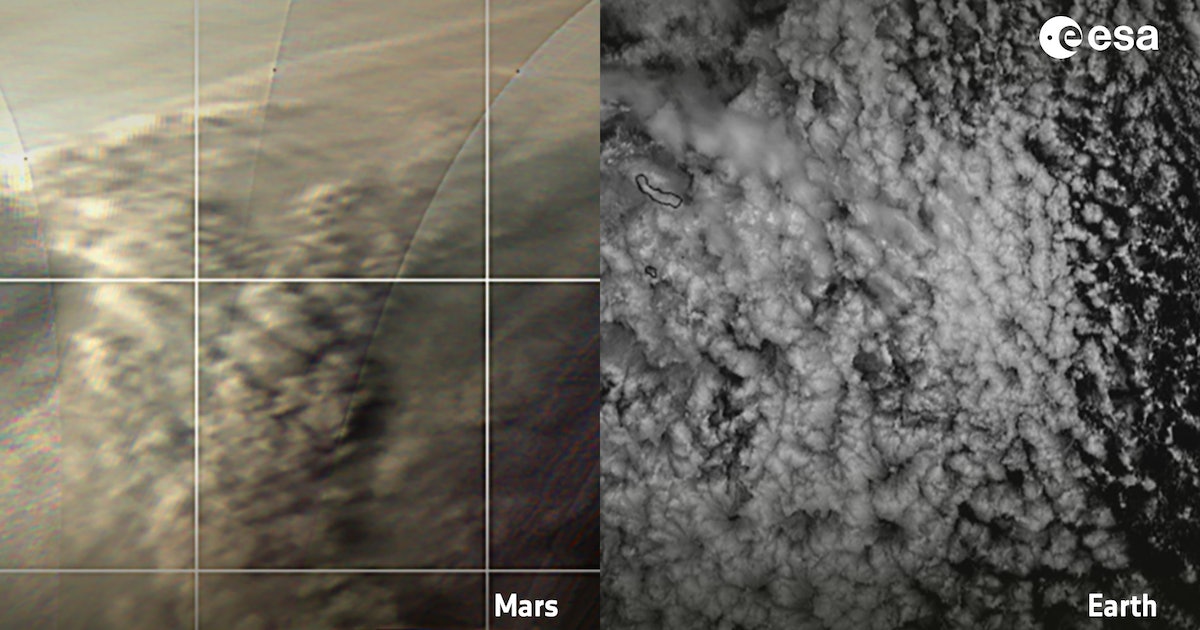 Earth-like clouds on Mars reveal a similarity between the planets