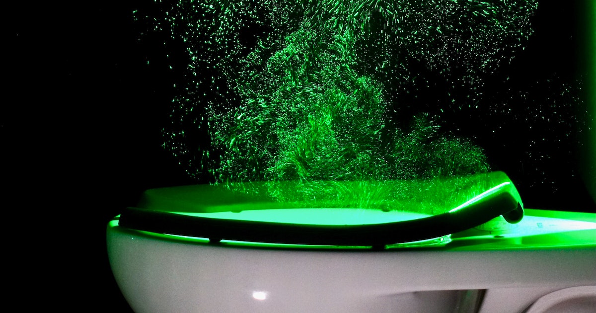 New laser experiment reveals how high poop particles may blast after we flush
