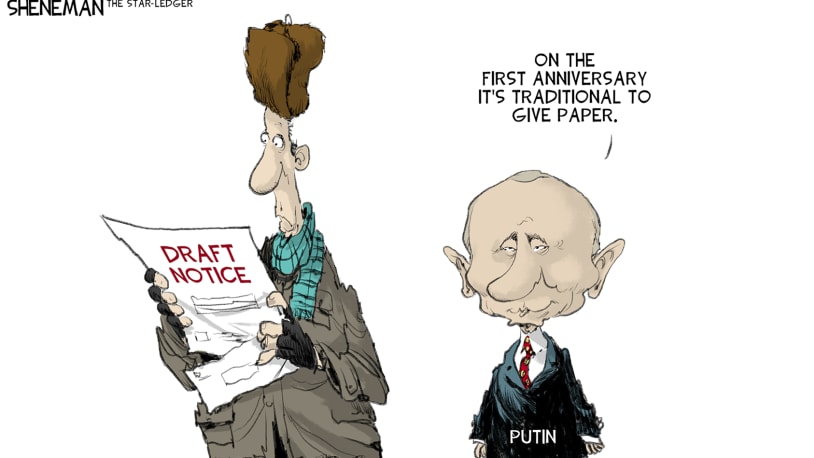 5 cartoons marking 1 year of war in Ukraine