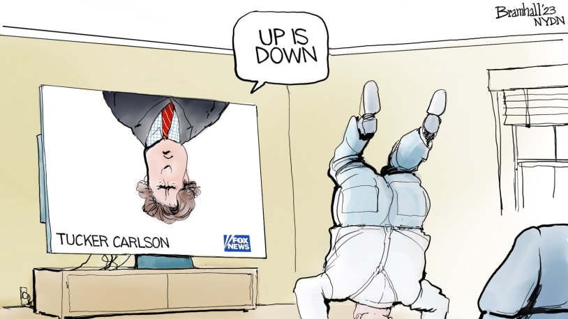 5 hilarious cartoons about Tucker Carlson’s bad week